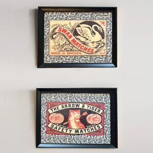 Framed Prints of Vintage Swan & Tiger Matchboxes